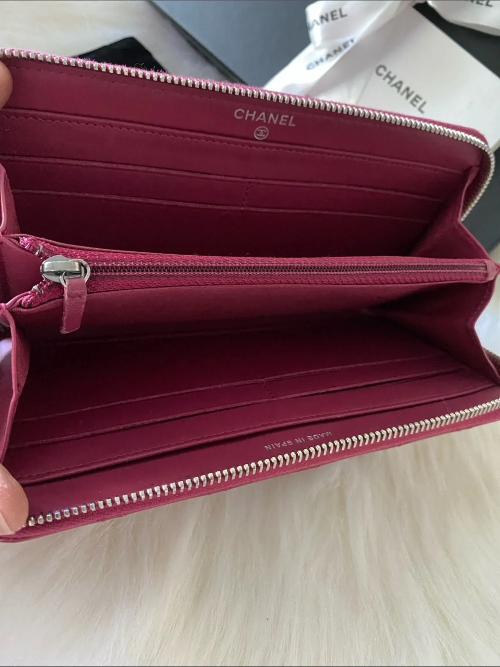 Chanel Patent Leather Brilliant Matelassé Long Zip Wallet in Rose Pink in Box